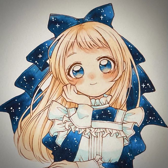 『星の国のアリス』
青いインクで魔法をかけました。
#絵描きさんと繋がりたい 