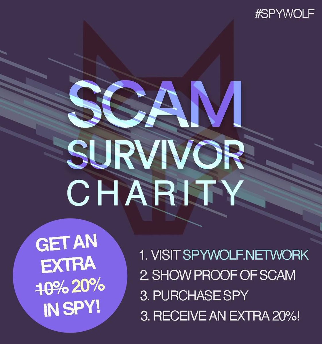 <a href="/RobinhoodApp/">Robinhood</a> Did you get scammed? The good guys are here and we’ve got your back!
 
20% #scamsurvivor Charity! 20% charity in #SPY.
Join us in the fight! Clean up the crypto space!
Here: spywolf.network/#/charity
<a href="/SpyWolfNetwork/">SPYWOLF</a> $SPY #spywolf #bnb #bscgem #binance #bitcoin #ethereum