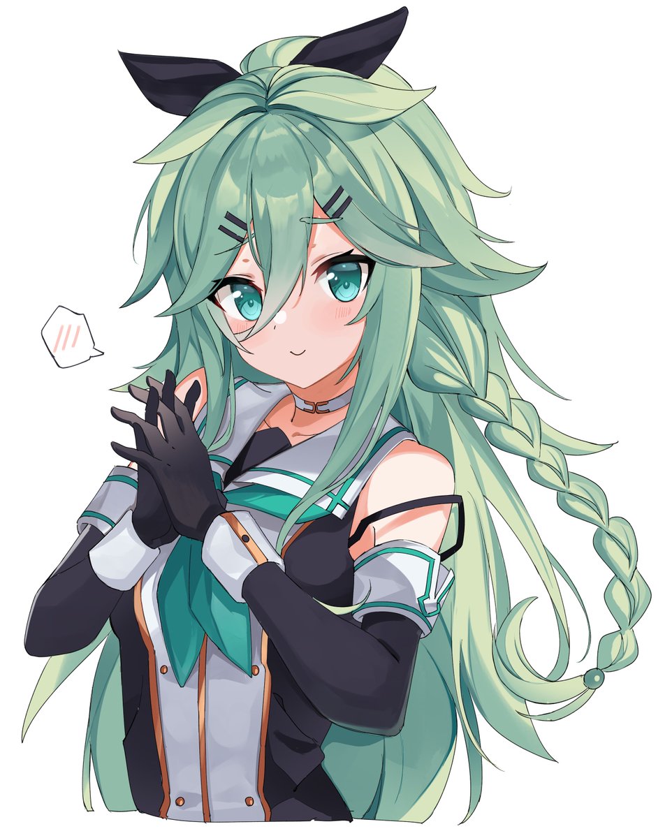 yamakaze (kancolle) 1girl green neckerchief gloves long hair solo serafuku school uniform  illustration images