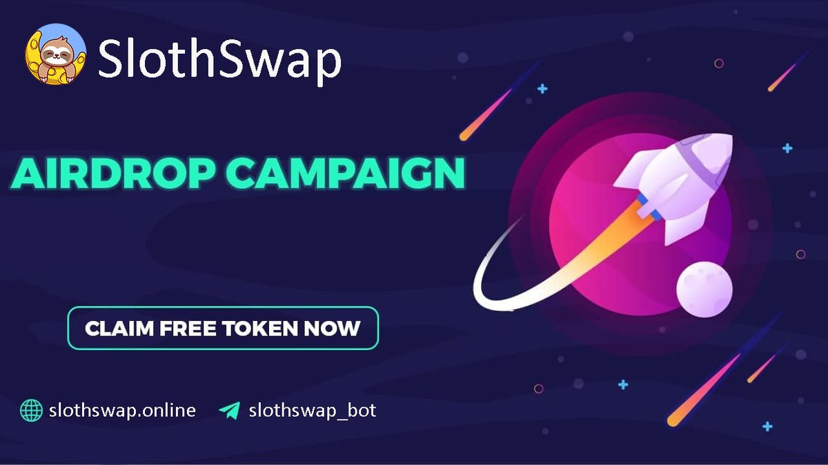 New Airdrop: SlothSwap
Reward: 1 SLOTH ($1) EVERY 24h
Referral: 1. Level - 3 SLOTH, 2. Level - 1 SLOTH
Market: QuickSwap — Liquidity added soon
Note: Minimum withdrawal is 7 SLOTH

AIRDROP LINK ➡️ t.me/slothswap_bot ⬅️