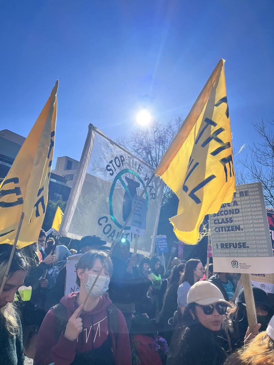 Protesting the Nationality and Borders bill on this sunny Sunday. Refugees welcome. #NoHumanIsIllegal #CitizenshipIsARight #RefugeesWelcome #KillTheBill #StopNABB