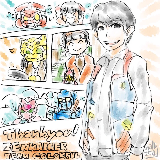 #特撮版深夜の真剣お絵描き60分一本勝負R
#特撮1週間お絵描き

①機界戦隊ゼンカイジャー
⑥仲間

ゼンカイジャーのみんなに、一枚じゃ収まり切らないくらいの、沢山の思い出と感謝を。

元気をいっぱいくれたすてきな作品でした!ありがとうございました! 