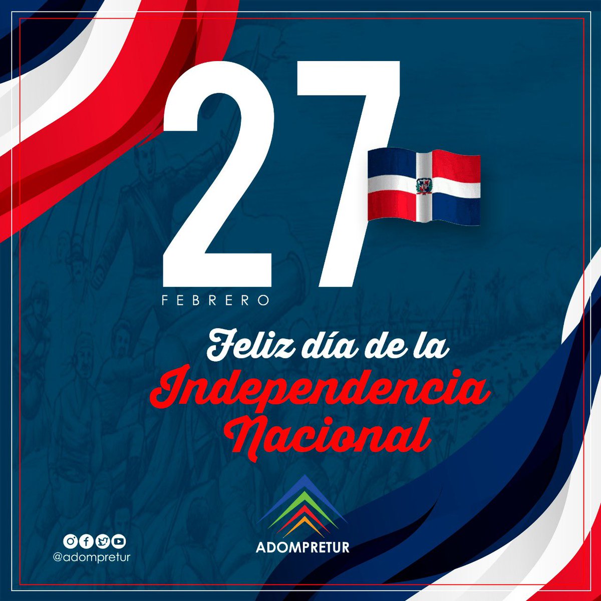 Más de una razón para sentirnos orgullosos de ser dominicanos. Conmemoramos el 178 aniversario de una patria soberana, gracias a nuestros padres de la patria. 

¡178 Aniversario Independencia Nacional Dominicana! 🇩🇴🥳

#independencianacional 
#Patria 
#27deFebrero 
#adompretur