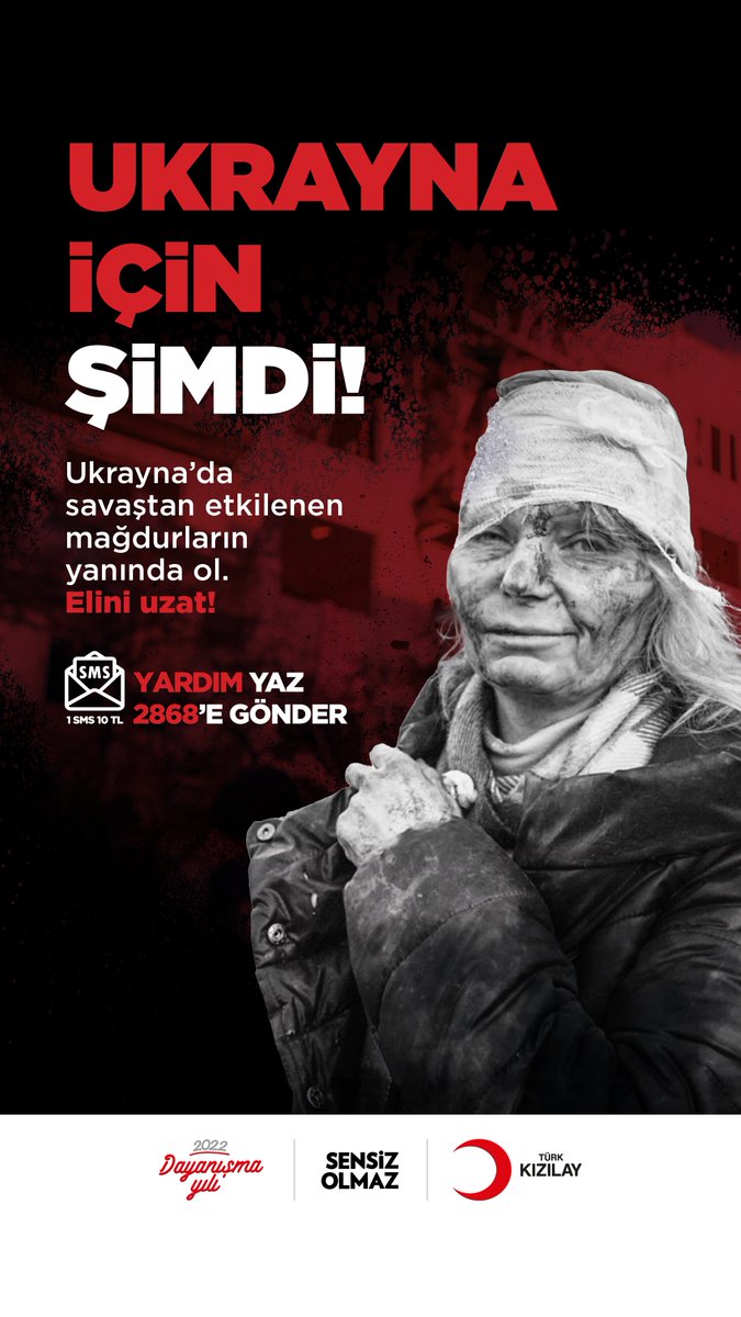 Kızılay 5 TIR’lık ilk konvoyunu Ukraynaya sevk etti. Yenileri de ihtiyaçlar doğrultusunda hazırlanıyor. Sizler de bağışlarınızla Ukraynadaki sivil insanlara el uzatabilir,  sağlık, barınma, korunma, gıda ve hijyen ihtiyaçlarının karşılanmasına destek verebilirsiniz.