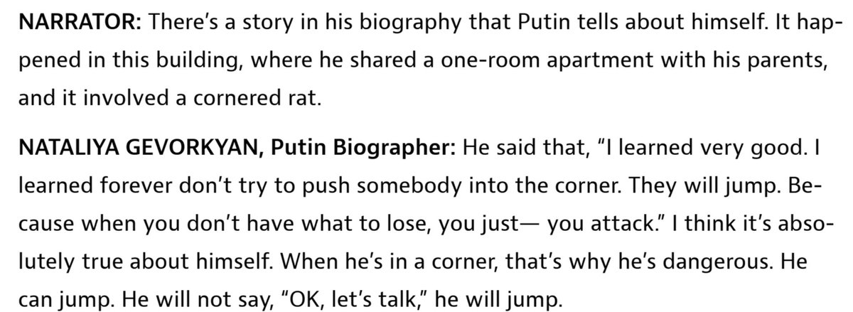 DecodingTrolls's tweet image. &quot;There&apos;s a [self-serving] story in his biography that Putin tells about himself [in a flattering biography from 1998] It happened in this building, where he shared a one-room apartment with his parents, and it involved a cornered rat...&quot;