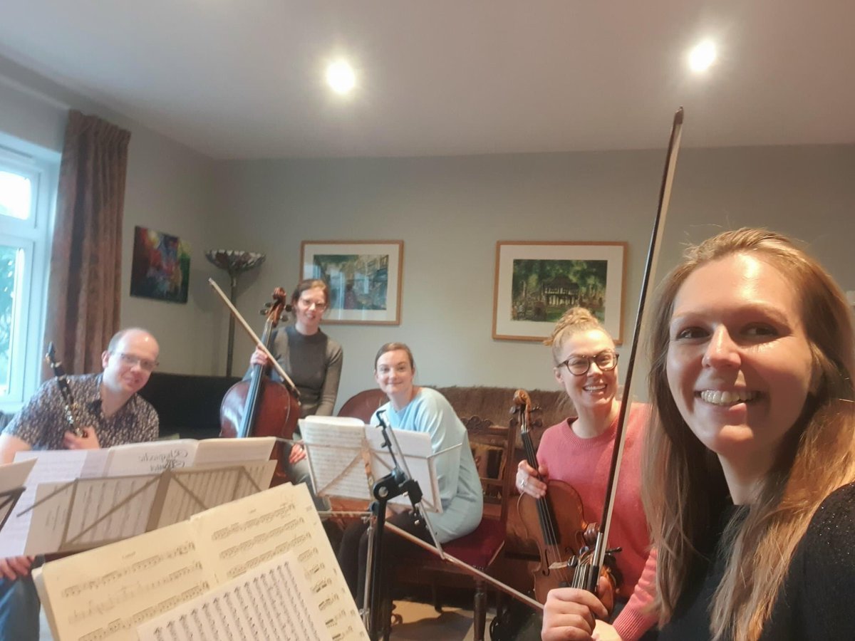 EnsembleMirage's tweet photo. We’ve had a great time rehearsing for todays concert at @GlosMusic today! Hope you can join us at 3pm in #IvorGurneyHall today for #Mozart #Bliss &amp; #Howells #ClarinetQuintets! https://t.co/Qi2rGY6yya