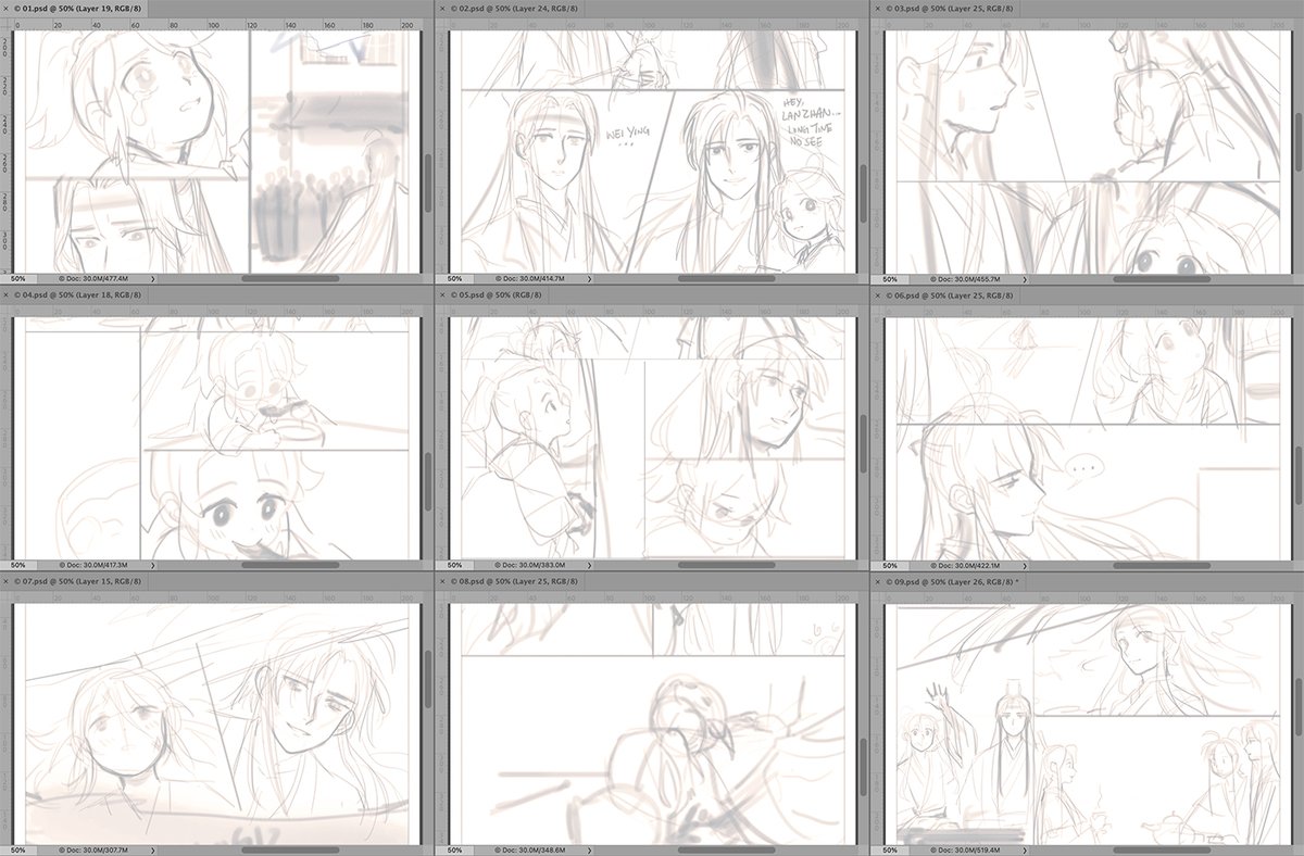 finally finished sketching new comic can prob figure out the entire story based off these thumbnails since its based off the actual story events LOL 