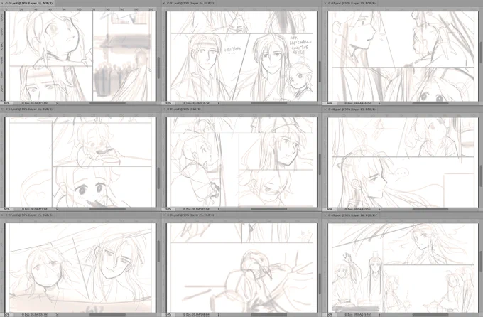 finally finished sketching new comic can prob figure out the entire story based off these thumbnails since its based off the actual story events LOL 