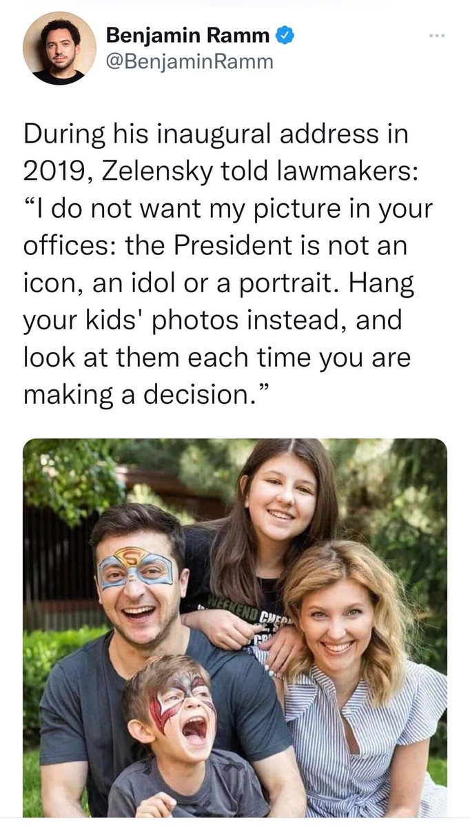 patronsaintofca's tweet photo. Ukraine’s First Family. I’ve got a lot of respect for this guy https://t.co/QKJTeq2jpS