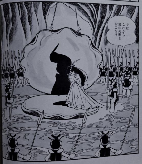 『エンゼルの丘』の「見惚れる情景」とはこういった場面のことです。手塚先生、『海の宮殿』を見てるわねっ!時にまろやかさや趣きに欠けた絵柄になるのは、最初の単行本化の際にカットされたエピソードを後に改めて描き足したことによるものなのかな。毎度のことではあるけれど。 