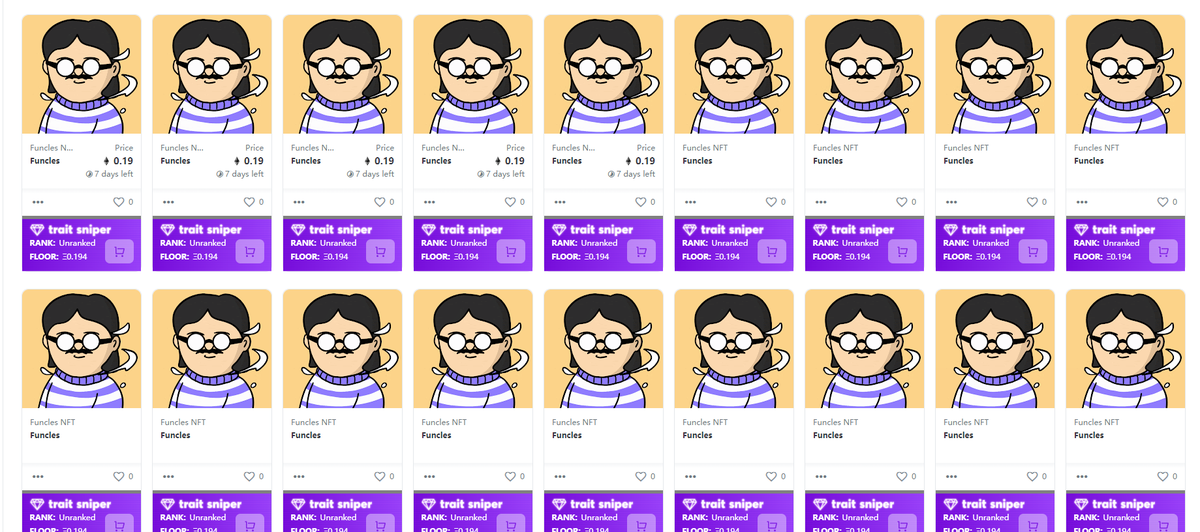 今天的FUNCLES public剩余大概800+，我抢到了300+，利润不是很多，而且交易量比较低，卖了一天都没卖完，如果有哪位朋友可以为我提供public mint的NFT消息（要求os地板价高于成本价），如果抢到了可以以成本价送你（mint成本+gas），抢失败的话gas费我来承担，在这条推特留言或者私信加我微信