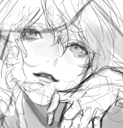 ラフと描き込んだやつで表情が変わる 
