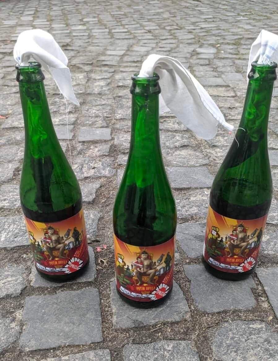 #FckPutin
Pravda Brewery, based in Lviv, Ukraine, has suspended its beer brewing operations and is now making Molotov cocktails for residents to use against invading Russian forces. The labels on the bottles say “Putin is a dickhead.”