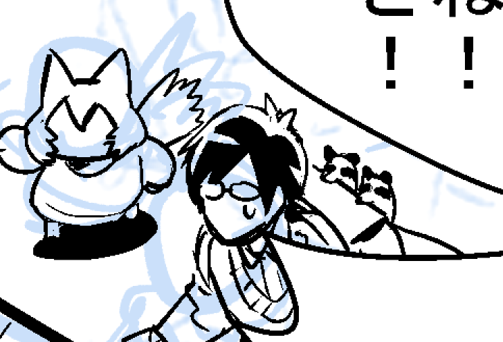 小さいコマの中で、省いてもよかったんだけどなんとなく省けなくて更に小さく描いた子狸たち。ちょっと好きな感じに描けたので切り抜いた!(本編が仕上ったら見つけてやってください) 