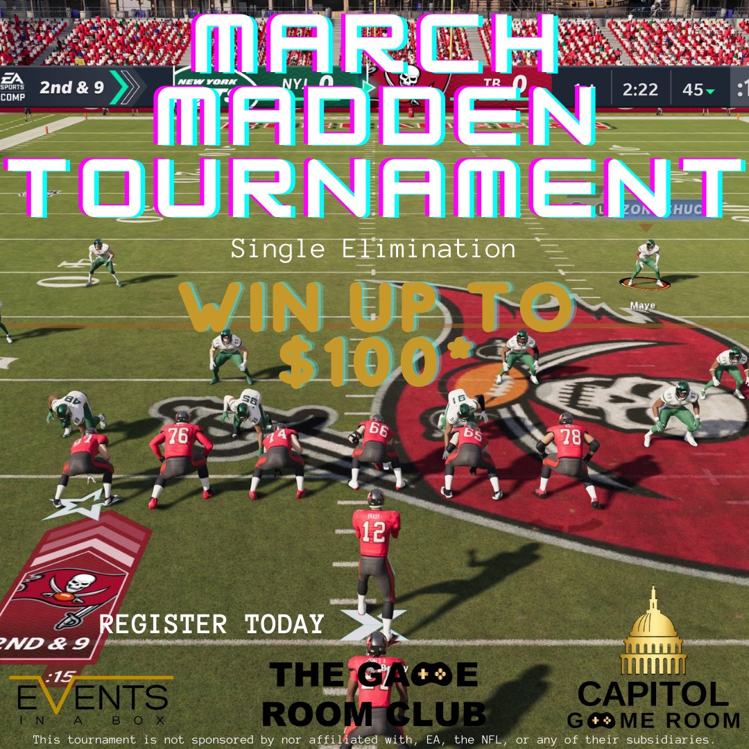 TheGameRoomClub's tweet photo. Enter our Madden tournament for free. Show your skills. Win some cash. Join @ link in bio. 

#madden #madden22 #videogames #sports #playstation https://t.co/Jlx6MQFzgY