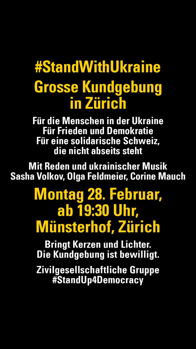 Weil es in diesem Krieg um jeden Tag geht. Weil es Druck auf den Bundesrat braucht. Weil Bilder von Solidarität, um die Welt gehen und eine Wirkung haben. #standWithUkraine #StandUp4Democracy