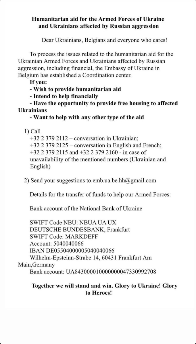 For all those in #Belgium wondering how they can #help #Ukraine right now: 
Read, share, act - #StopTheWarInUkraine #StopTheWar #StopPutin