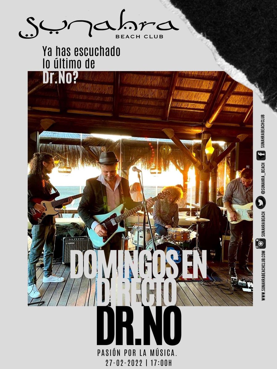 Ellos lo revolucionan todo cuando nos visitan, por eso nos encantan, nos transmiten su energía y su pasión.
Esta tarde a las 17:00H en nuestros Domingos en Directo 
DR.NO.
En Sunahra Beach Club tenemos pasión por la música 
Os esperamos  
#DRNO #SunahraBeachClub
