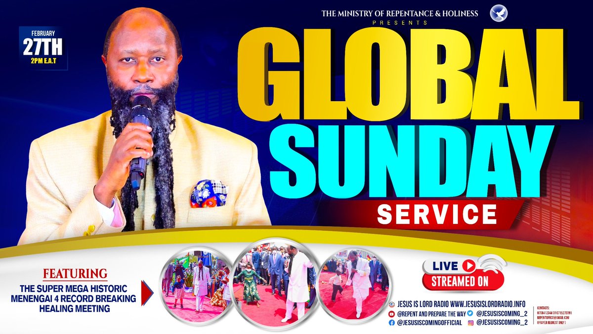 wagacharity's tweet photo. A time comes when human efforts becomes futile and only The Blood Of Jesus Christ becomes worthy to save you

Welcome To The Global Sunday Service Featuring The Super Mega Historic Menengai 4 Record Breaking Healing Meeting as from 8pm https://t.co/YvacZmNboj