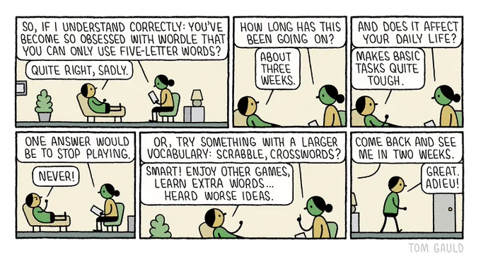A cartoon about #wordle for yesterday's @GdnSaturday / @GuardianBooks 