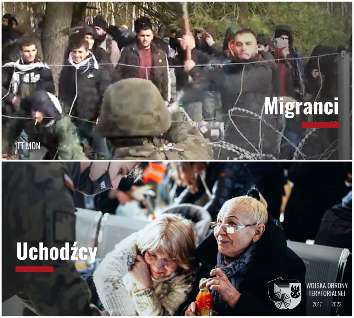 terytorialsi's tweet photo. Różnica między migrantem, a uchodźcą?
Te zdjęcia mówią więcej niż tysiąc słów.

#Terytorialsi #ukraina #wojna #Belarus #granica #migrants #uchodzcy #refugees https://t.co/GqVL2iek58