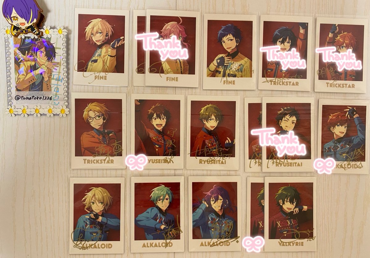 tunatoro1226's tweet photo. 【交換】あんスタ 6周年 ぱしゃっつ

譲→画像参照

求→忍 > 颯馬 > 宙 / つむぎ(1枚)

●🎀は◎同数含む交換優先(ツリー記載)
●2枚〜郵送交換 https://t.co/8p8GNoj4uP