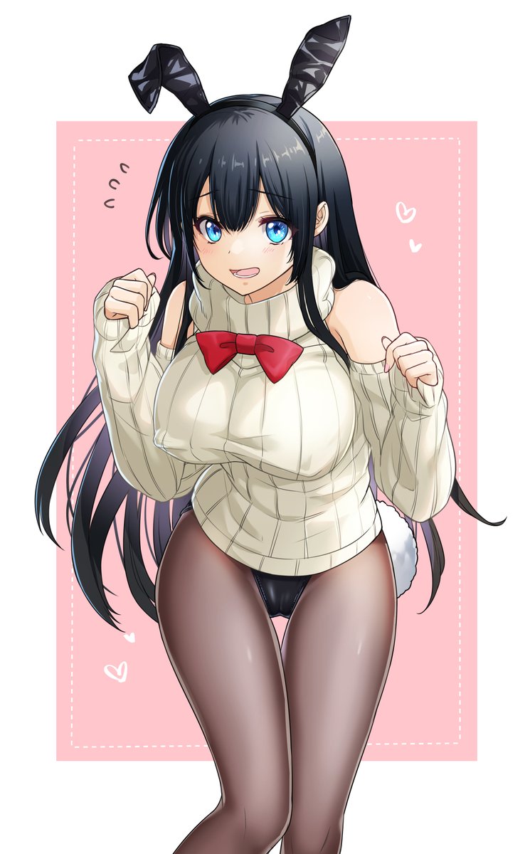 今日の練習🐣ノーブラ萌え袖ニットバニーちゃん。バニー服なのにノーブラなのは好きな要素欲張りセットで描きたかったからです!😋 