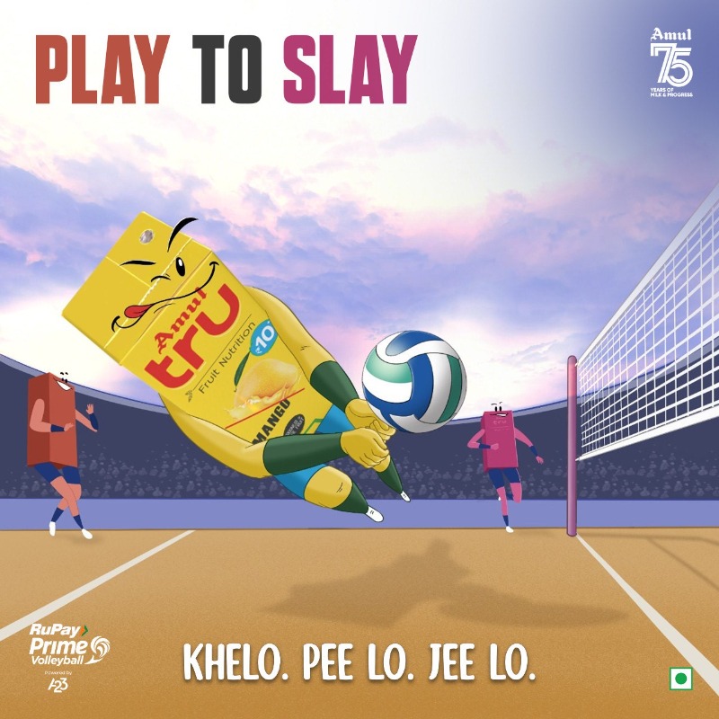 Amul_Coop's tweet photo. Steal everyone’s thunder. Up the ante. Own the playground. Play like a Tiger. And turn arch rivals into loyalists. Be the new Kool.
#PlayItKool #SipTheFun #WonderInEveryDrop #CheerYourFavourite #PVL #PlaytoSlay #TheLiquidSwag https://t.co/buaYMUY7E2