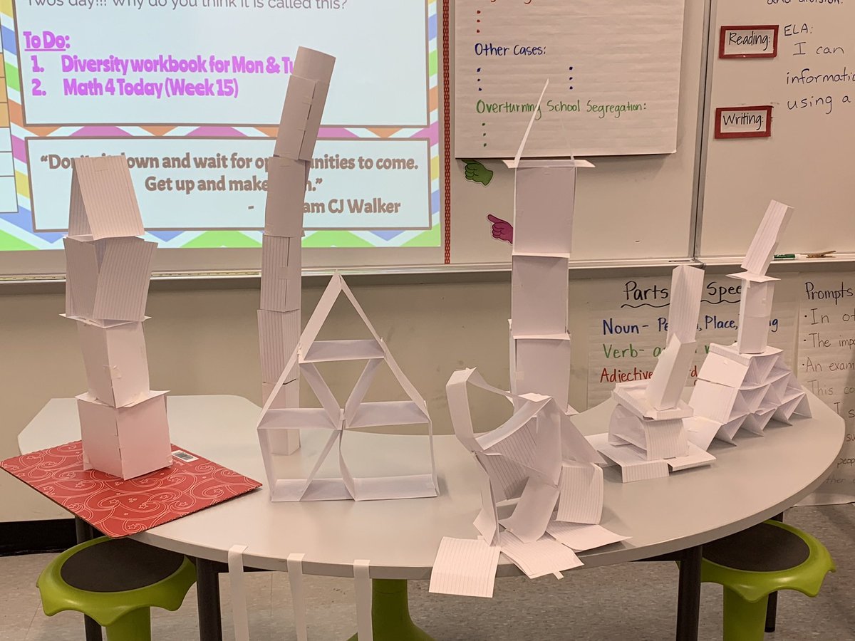 2-22-22…22 index cards, 22 inches of tape, 22 minutes to build the tallest, freestanding structure possible. Challenge accepted by 4KR students. #UpAtLincoln #OakPark97 #WeAreD97 #stem #Twosday