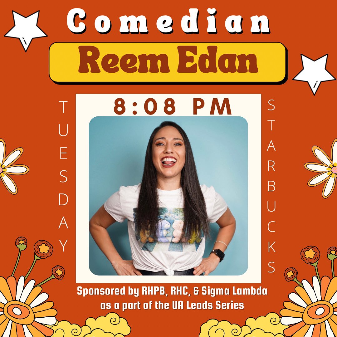 uaRHPB's tweet photo. This Tuesday at 8:08 PM come to the Student Union Starbucks for a night full of laughter! https://t.co/FR5Ivei1L6