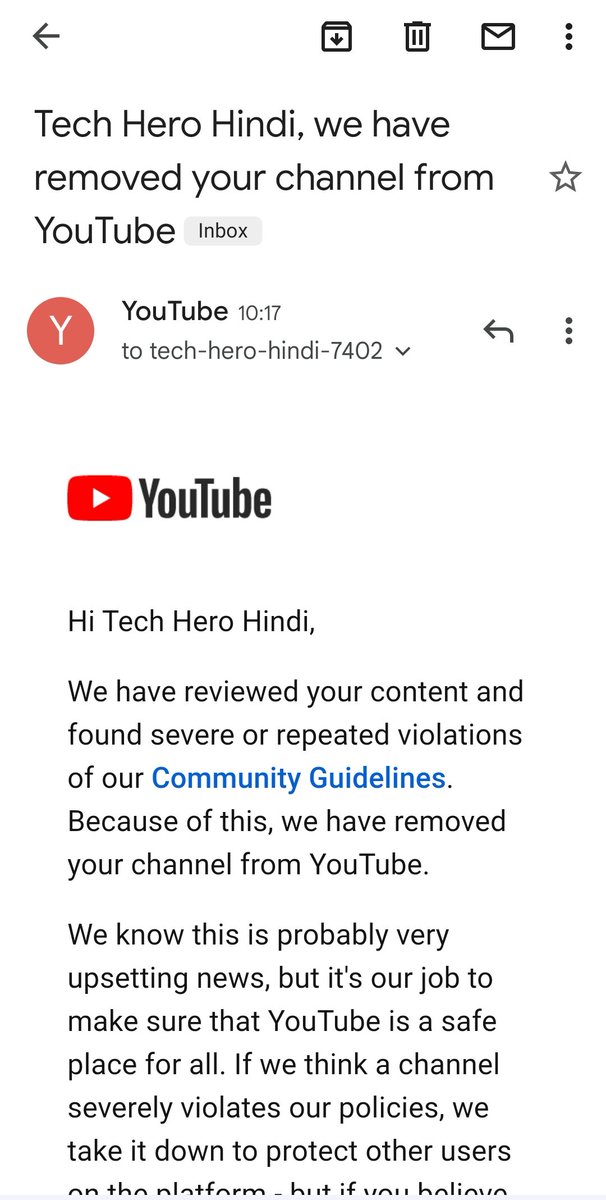 MukeshK83639040's tweet photo. @TeamYouTube 
I know every community guideline roled by YouTube and I am sure that there is no violation of youtube community guidelines.  I think this can be done by mistake please make a deeper preview of it and give me back my suspended account I am making content https://t.co/cjpRRrfcq5