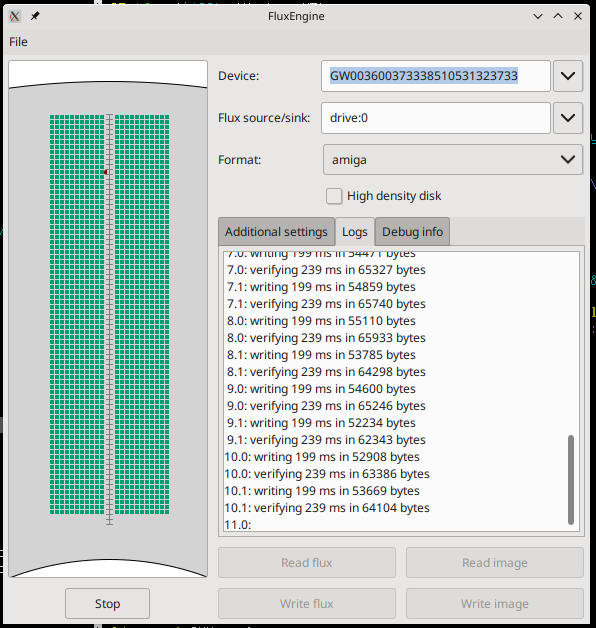hjalfi's tweet photo. I have added a (pretty rough, but working) GUI to #fluxengine, for Unices, OSX and Windows. Now you can read and write floppy disks without needing to fiddle with the command line! It supports my hardware, #greaseweazle, and #adafruit's floppy project. https://t.co/MB71rLmtS0 https://t.co/M4ynq0KqLh