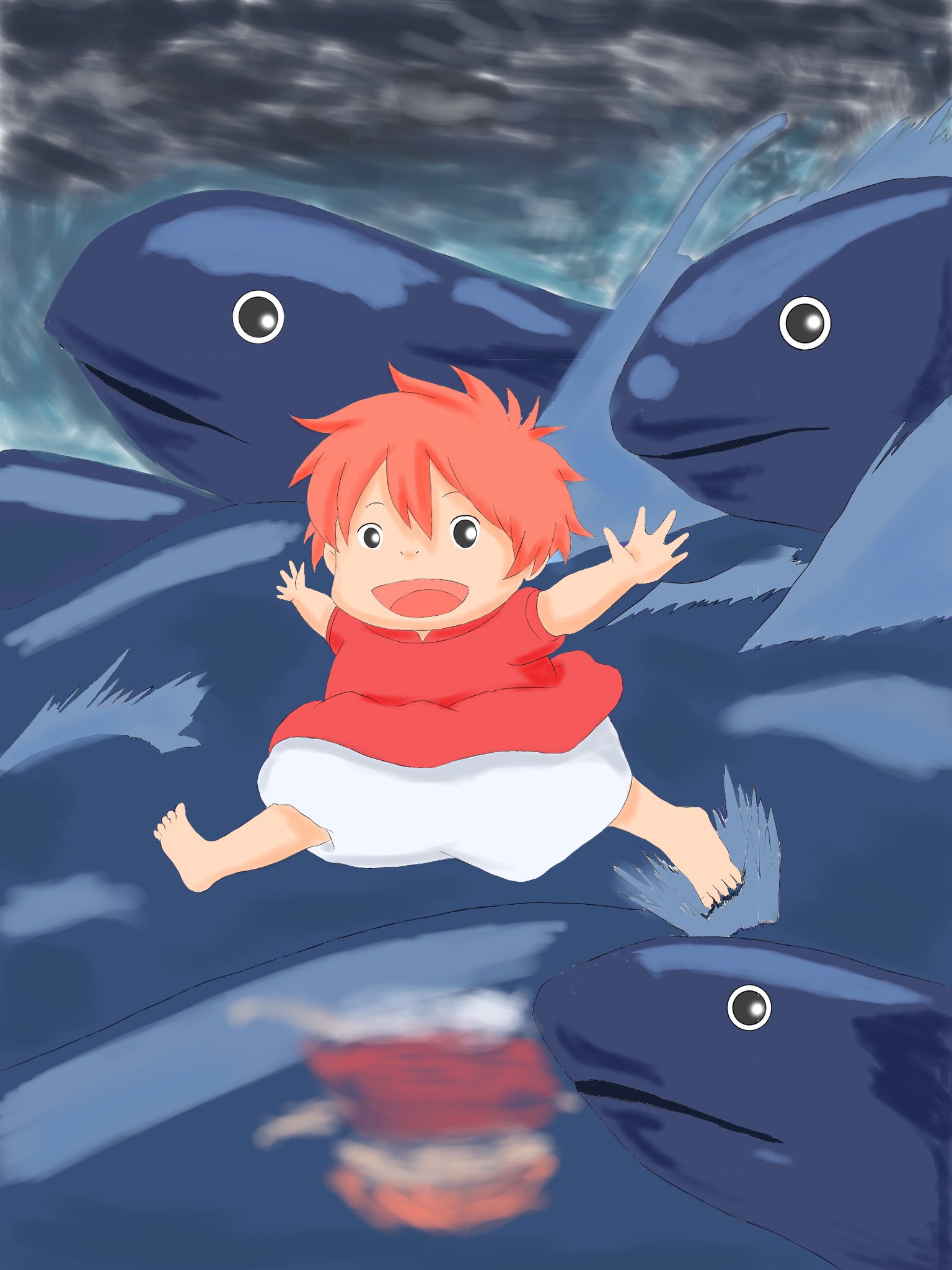 えびお イラスト依頼受付中 過去絵 崖の上のポニョ ジブリ イラスト好きな人と繋がりたい T Co 1gpopddeyx Twitter