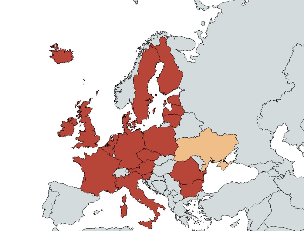 PLAirZone's tweet photo. 🌍 Aktualizacja mapy zamkniętej przestrzeni powietrznej dla rosyjskich linii lotniczych. Z każdą chwilą dołączają kolejne kraje.

#wojna #war #ukrainerussiaconflict https://t.co/8bfKEAe97N