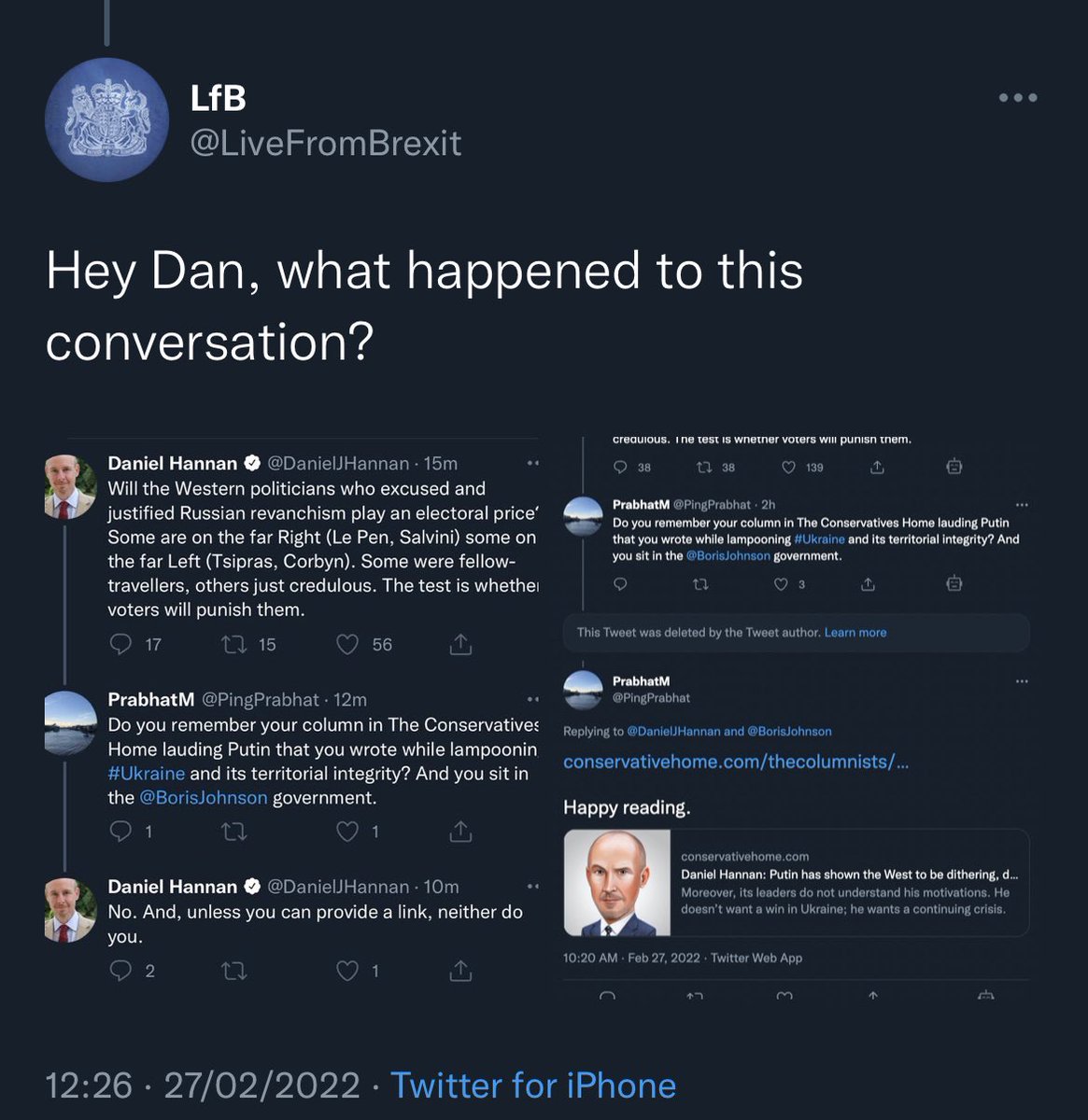 LiveFromBrexit's tweet photo. Lord Hannan of Kingsclere on Twitter - A story in 4 parts. https://t.co/5MwOtFG4sl