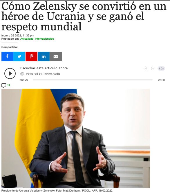Convierten en Héroe a quien ha perpetrado una limpieza etnica, quien llegó y disolvió el parlamento, que nunca firmó el tratado de Minsk y que eligió la guerra para salvar el culo del imperio y sus empresas de gas y combustibles en Ucrania, occidente marcando a quien adorar