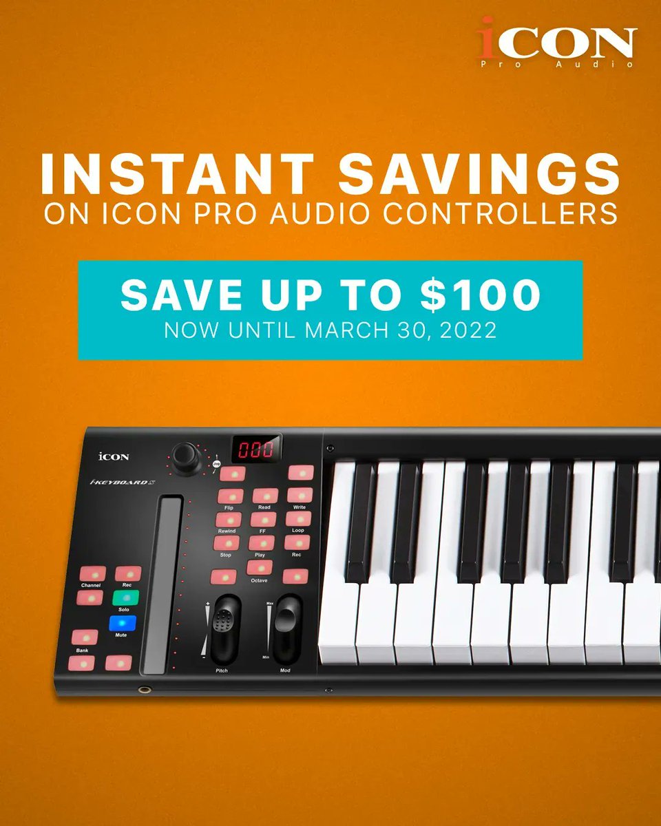 mixware's tweet photo. Instant Savings on @IconProAudio Midi Keyboards and DAW Controllers/Control Surfaces are still available for a limited time! Upgrade your studio the right way with Icon.

#iconpro #midi #musicstudio #musicproduction #midikeyboard #keyboard #edm #producer #musicproducer #musicgear https://t.co/ZhKtLgjzxA