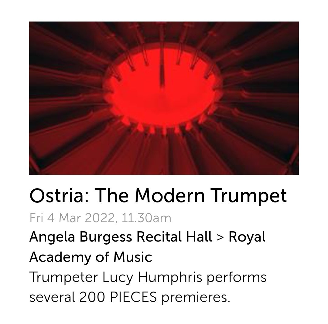 This Friday! I'll be giving a lecture-recital/seminar at @royalacademyofmusic about writing for trumpet and its place in contemporary repertoire - playing Ostria by @filippos.raskovic and premiering a work by @morganwilliamsb - really looking forward to it!