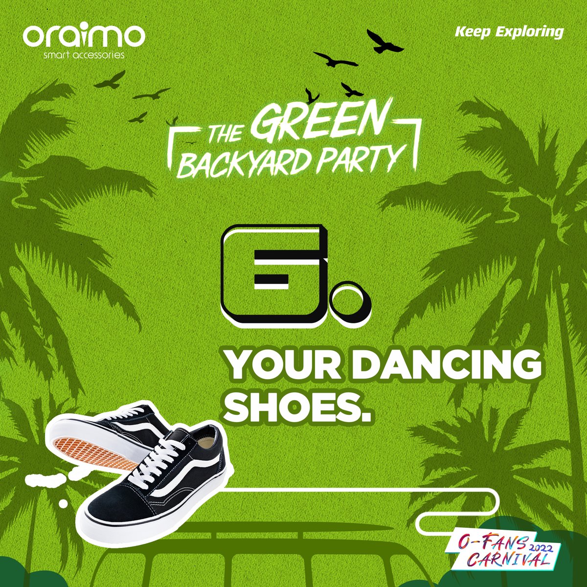 oraimomate's tweet photo. We just want to have fun and party🥳 like never before. Here are 7must-haves to get the best of the oraimo Green Backyard party💚.
Make sure you come prepared and ready to party!!!! Link in bio for ticket reservations.

#oraimoexploring 
#OFansCarnival
#oraimoGreenBackyardParty https://t.co/IHkfxFiOBI