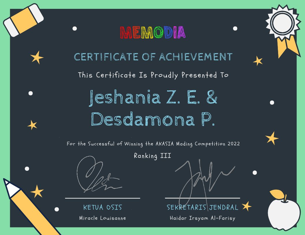 ITSMEMODIA's tweet photo. ㅤ
ㅤ
✦ Juara III : Jeshania &amp; Desdamona
(@jeshanla @desmonadtr)
 ㅤ
ㅤ https://t.co/SzB6hNRIZa
