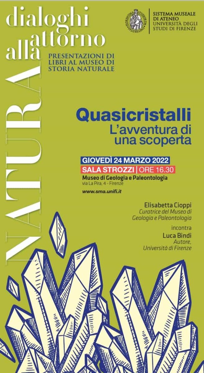 Save the date!

New event for quasicrystals lovers at <a href="/StoriaNaturale/">MuseoStoriaNaturale</a>!

📅24 march, 16:30

➡️sma.unifi.it/art-420-dialog…