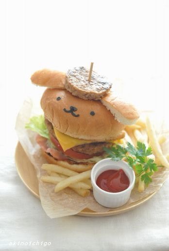 sanriodaily's tweet photo. pompompurin burger 💫 https://t.co/Ur8corsoRI