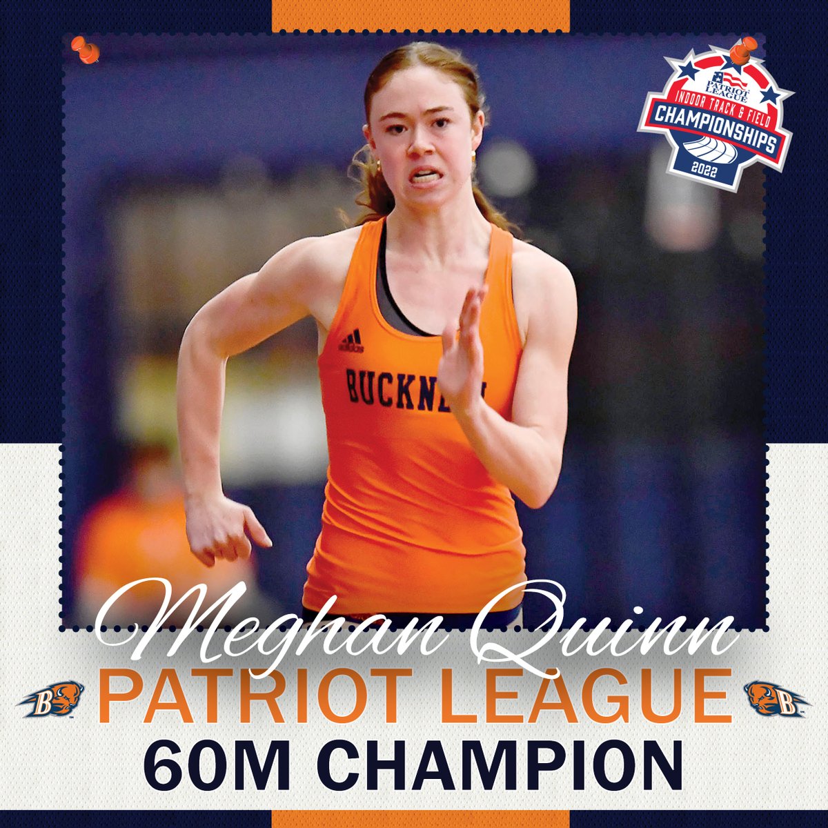 Meghan Quinn is your 2022 Patriot League 60m champion! 🥇

Quinn ran a 7.64 in the finals after posting the second-fastest time in school history yesterday with a 7.63. Congrats to Meghan!

#rayBucknell