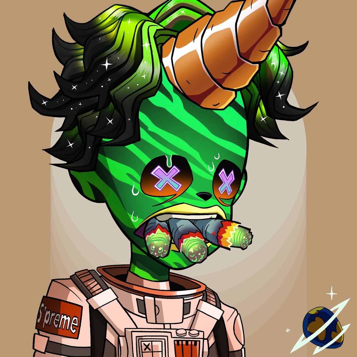 ShakehandTW's tweet photo. @superplastic I love my Dayzee.
Rare Green Killa Deez skin with green hair and even some green dressing on her cigars.
Everything seems to be quite matching. https://t.co/FsgBPTDseF
