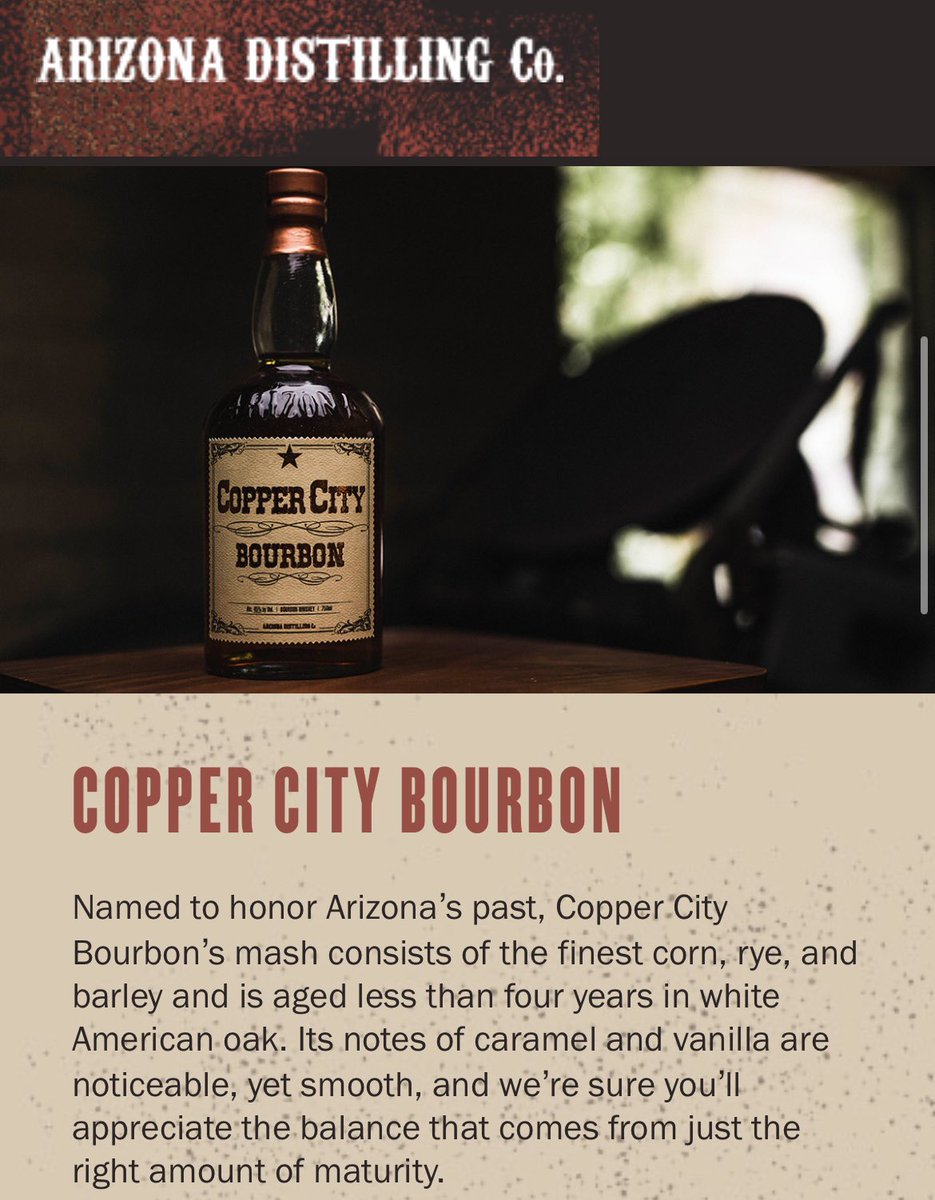 JustinWilmethAZ's tweet image. True. Whiskey/bourbon is more my lane. Copper City Bourbon out of @AZDistilling is one of my absolute faves.