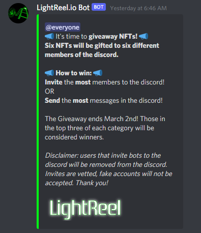LightReelFund's tweet photo. We're doing our first giveaway! 
https://t.co/ivtfwN9NTB

#NFTGiveaway #NFTGame #NFTCommunity #Discord https://t.co/ZUpqLg86mj