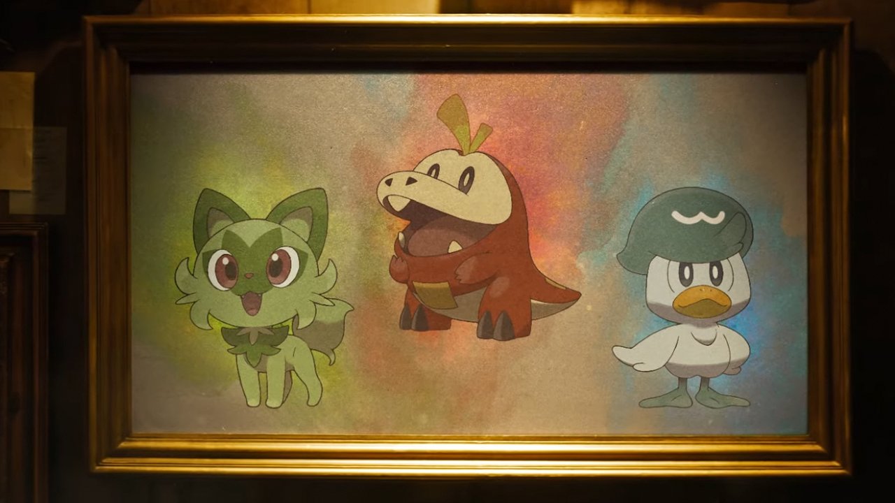 A screenshot showing the new starters for Pokémon Scarlet & Violet 