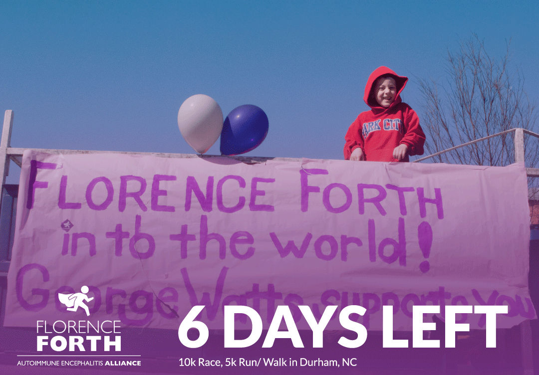 AE Alliance Fact: We have educated 2,480 physicians over the past four years via conferences, Grand Rounds, and other outreach on Autoimmune Encephalitis.

Your participation in Florence Forth and donations allow us to answer questions for those impacted by AE.