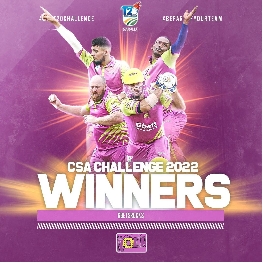 Congratulations to the GbetsRocks, the CSA T20 CHALLENGE WINNERS!!! 🔥🔥🎉💜

Exceptional performances!!! 👏👏

@gbets_za
@cricket_south_africa

#GbetsRocks #congratulations #yourock #CSAT20Challenge