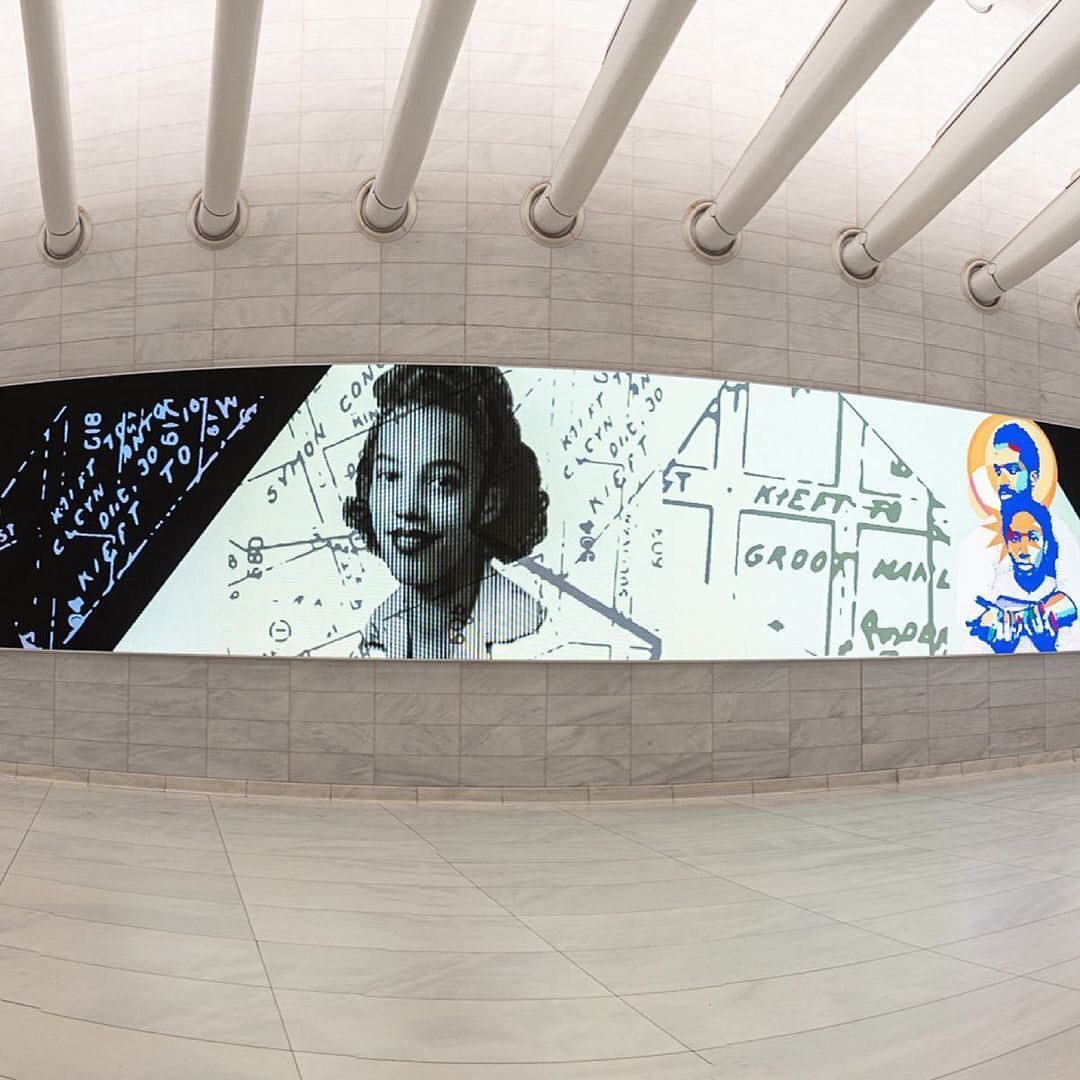 LMCC's tweet photo. Land of the Blacks, a digital exhibition presented by #LMCCAlumni Black Gotham Experience is back at the Oculus through March 9!

The exhibition presents graphics, maps, and photography illustrating the land grants earned by Black people in New Netherland between 1643 and 1663. https://t.co/E6OIYKjAMw
